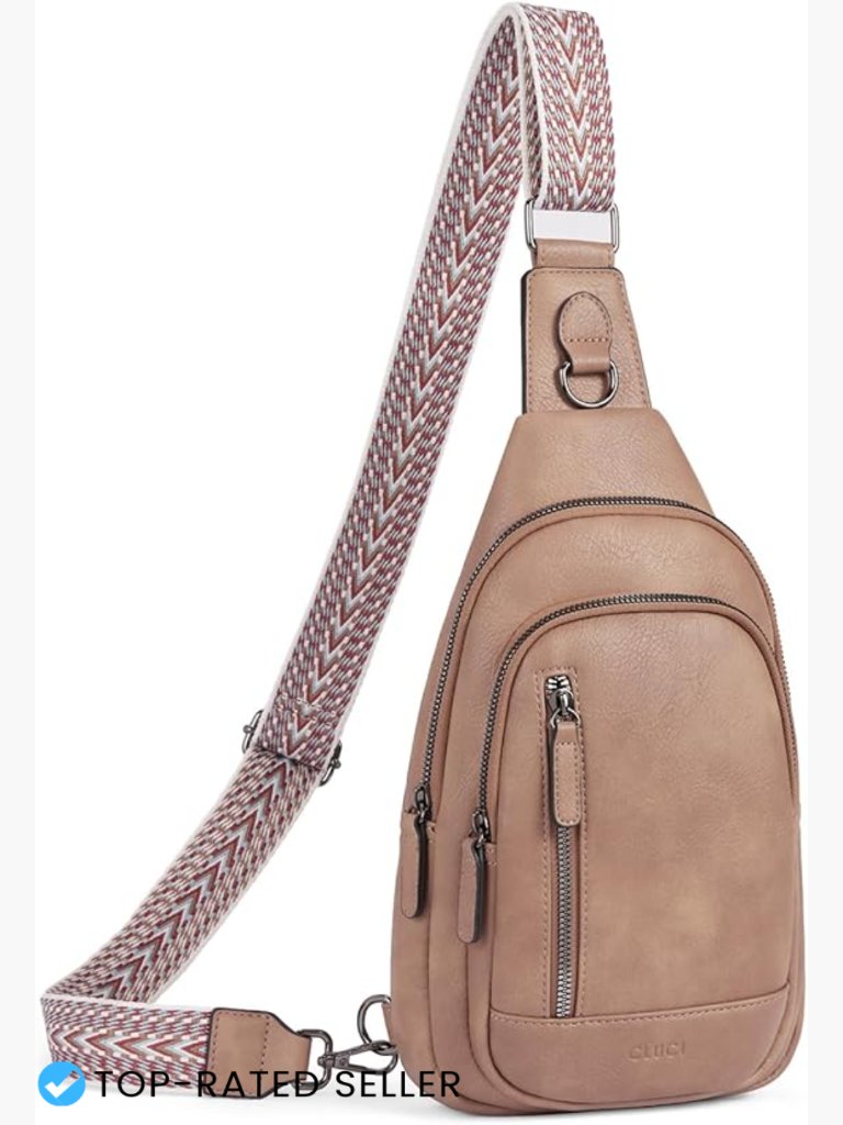 Crossbody Sling Backpack Faux Leather Multi-Pocket Casual Daypack Travel